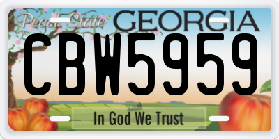 GA license plate CBW5959