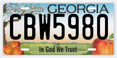 GA license plate CBW5980
