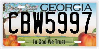 GA license plate CBW5997