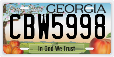GA license plate CBW5998