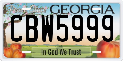 GA license plate CBW5999