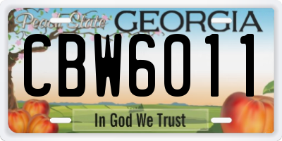 GA license plate CBW6011