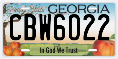 GA license plate CBW6022
