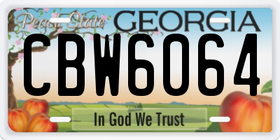GA license plate CBW6064
