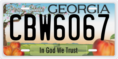 GA license plate CBW6067