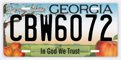 GA license plate CBW6072
