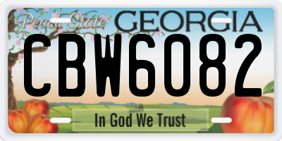 GA license plate CBW6082