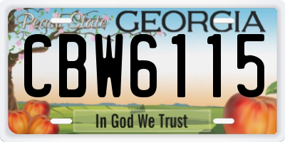 GA license plate CBW6115