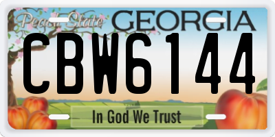 GA license plate CBW6144