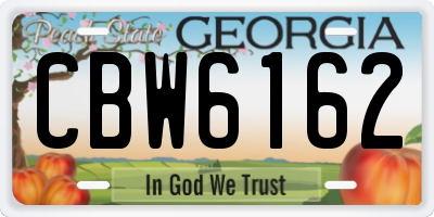 GA license plate CBW6162