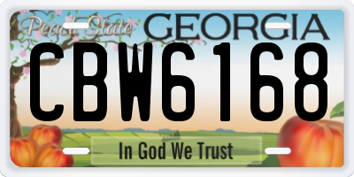 GA license plate CBW6168