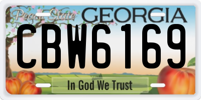 GA license plate CBW6169