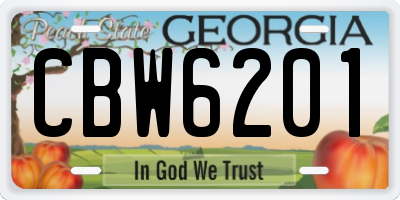 GA license plate CBW6201