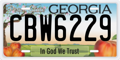 GA license plate CBW6229