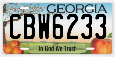 GA license plate CBW6233