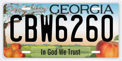 GA license plate CBW6260