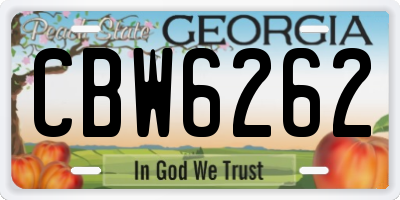 GA license plate CBW6262