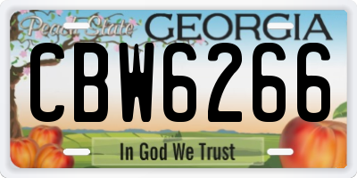 GA license plate CBW6266