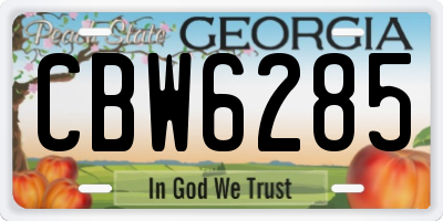 GA license plate CBW6285