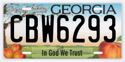 GA license plate CBW6293