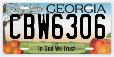 GA license plate CBW6306