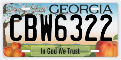 GA license plate CBW6322