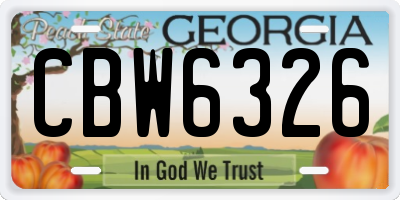 GA license plate CBW6326