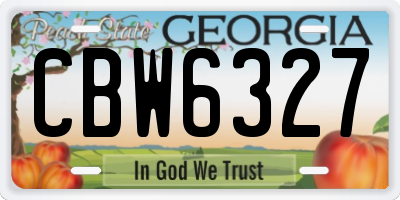 GA license plate CBW6327
