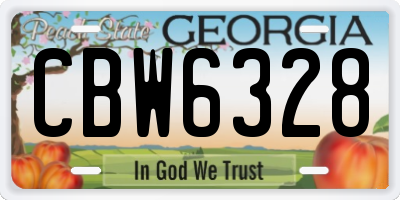 GA license plate CBW6328