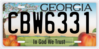 GA license plate CBW6331
