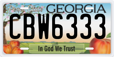 GA license plate CBW6333