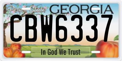 GA license plate CBW6337