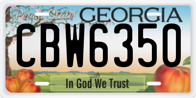 GA license plate CBW6350