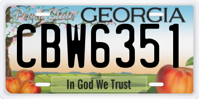 GA license plate CBW6351