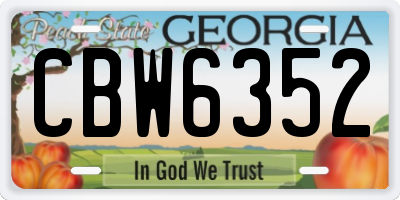 GA license plate CBW6352