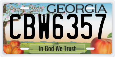GA license plate CBW6357