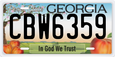 GA license plate CBW6359