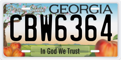 GA license plate CBW6364