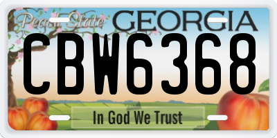 GA license plate CBW6368