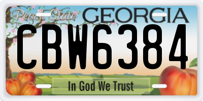 GA license plate CBW6384