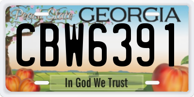 GA license plate CBW6391
