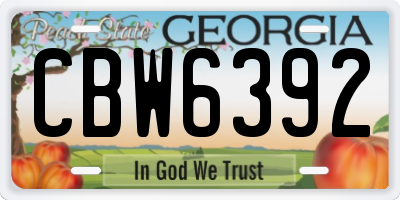 GA license plate CBW6392