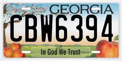 GA license plate CBW6394