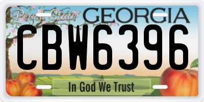 GA license plate CBW6396