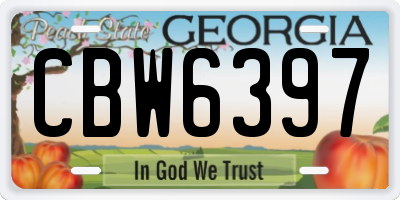 GA license plate CBW6397