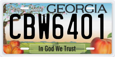 GA license plate CBW6401
