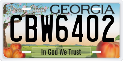 GA license plate CBW6402