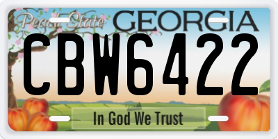 GA license plate CBW6422