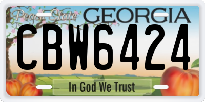 GA license plate CBW6424