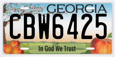 GA license plate CBW6425